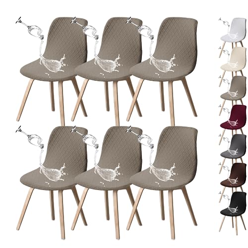 KCCRHIN wasserdichte Muschel-Stuhlhussen Lässiger Stuhlbezug Ohne Armlehnen Moderne Einfarbige Esszimmerstuhlbezüge Stretch Stuhl Schutzhülle Für Esszimmer Küche Party Club,Taupe 6pcs von KCCRHIN