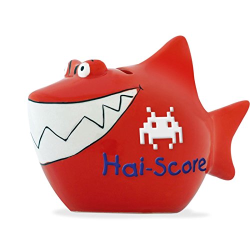 KCG Sparbüchse Hai-Score Spardose - Hai Zocker Gamer Rot Weiss von KCG