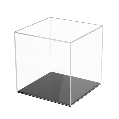 Kcgani Vollständig montierte Acryl-Vitrine mit schwarzem Sockel, durchsichtiger Würfel, staubdichte Acryl-Vitrine für Sammlerstücke, alternative Glasbox mit schwarzem Ständer für Display, 15,2 x 15,2 von KCGANI