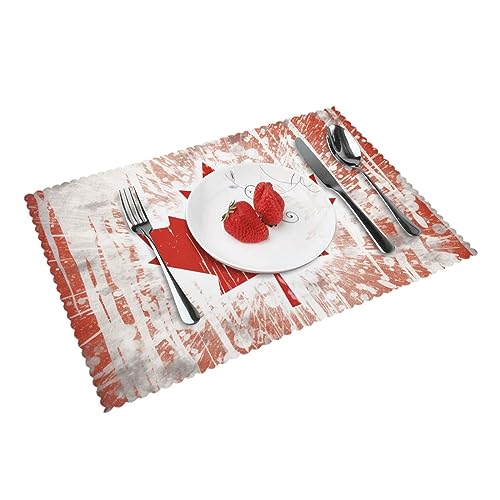 Tischsets mit Kanada-Flagge, bedruckt, 45 x 30 cm, faltbar, Polyester, hitzebeständig, Tischset für Küche, Esstisch, Dekoration, Stoff-Tischsets, 4 Stück Tischsets mit Kanada-Flagge, bedruckt, 45 x 30 cm, faltbar, Polyester, hitzebeständig, Tischset für Küche, Esstisch, Dekoration, Stoff-Tischsets, 4 Stück von KCGSDEGV