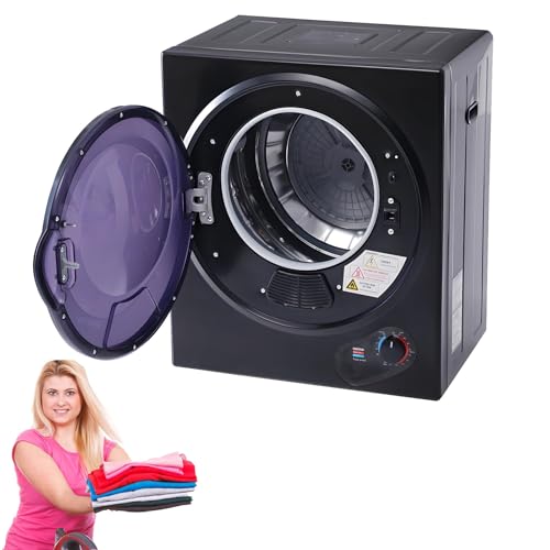 KCHBSE Mini Trockner Abluft, Frontlader 850W mit PTC-Keramikheizung | Frei stehend/wandmontierbar | 65°C Trocknung, 20-200 Min. Timer, 2 Filter 49×41,5×58,8 cm,Black von KCHBSE