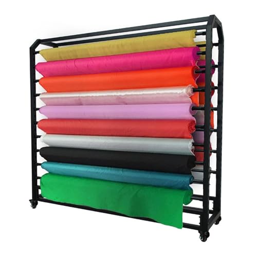 Kommerzieller Organizer-Halter, großer Textilstoff-Präsentationsständerwagen mit verstellbarer Aufhängestange und bremsbaren Rädern, für Vinylrollen/Auto-Farbwechselfolie,8rods-W130cm von KCHBSE