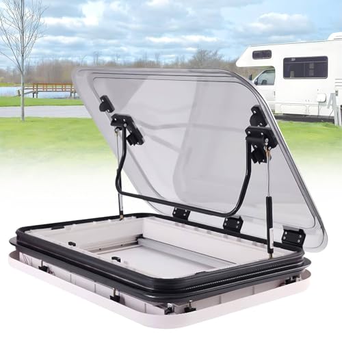 Wohnmobil-Dachluke, Wohnmobil-Schiebedach, großes Wohnwagen-Wohnmobil-Dachfenster-Entlüftungsset mit LED-Leuchten, universelle Dachluke für Wohnmobile,80x50cm von KCHBSE