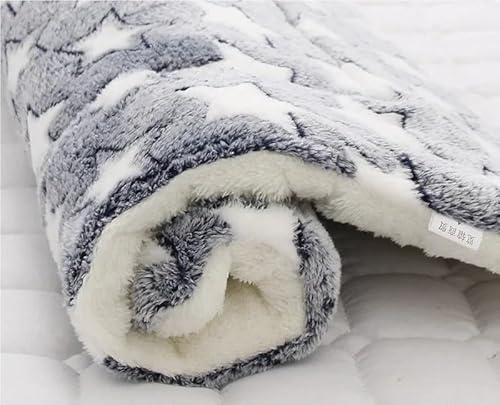 Wasserdichte Schlafmatte for Haustiere, Winterbettwäsche, weiche Einlagen, Hunde- und Katzenbettmatte, wendbar, gemütliche Tier-Pipi-Unterlage, Hamsterbettmatte, waschbar(Blue White Star,32X25CM) von KCHYCV