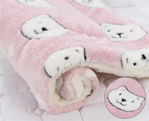 Wasserdichte Schlafmatte for Haustiere, Winterbettwäsche, weiche Einlagen, Hunde- und Katzenbettmatte, wendbar, gemütliche Tier-Pipi-Unterlage, Hamsterbettmatte, waschbar(Pink Bear Head,32X25CM) von KCHYCV