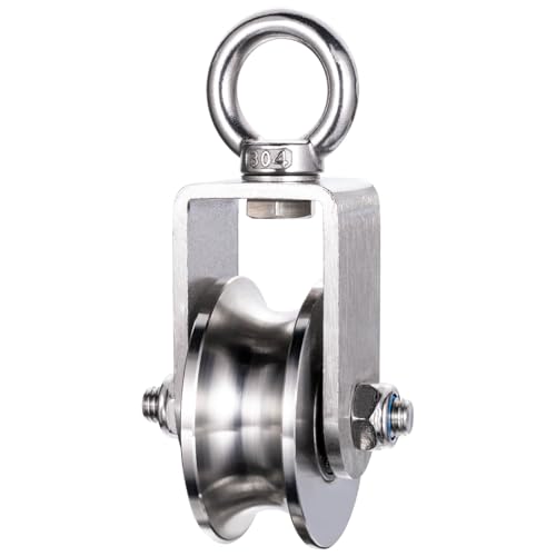 KCNOFNC 68mm Umlenkrolle Stahlseil mit 2 Kugellager, Seilrolle Fitness für Seile Edelstahl Outdoor von KCNOFNC