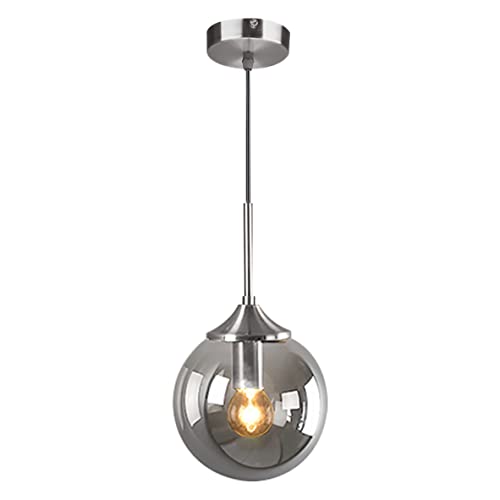 KCO Lighting Moderne große Glaskugel Pendelleuchte Pinsel Nickel Pendelleuchten Küche Insel Einzelne Hängeleuchte Leuchte Glaskugel Kronleuchter (Rauchgrau) von KCO