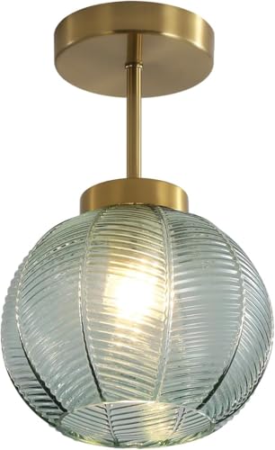 KCO Lighting Nordic Green Glass Ceiling Light Ribbed Glass Ceiling Light Fixtures Modern Globe Semi Flush Mount Ceiling Light Mid Century Gold Bathroom Flush Mount Ceiling Light KCO Lighting Nordic Green Glass Ceiling Light Ribbed Glass Ceiling Light Fixtures Modern Globe Semi Flush Mount Ceiling Light Mid Century Gold Bathroom Flush Mount Ceiling Light von KCO