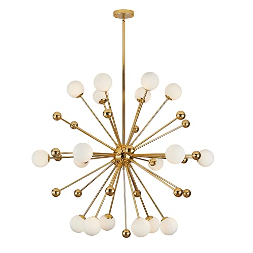 KCO Lighting Sputnik Kronleuchter Modern Gold Mitte Jahrhundert Milchglas Modern Pendelleuchte Gold Auskleidung Zimmer Esszimmer (18 Lampen) von KCO