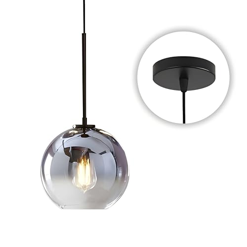 KCO Silberne Glaskugel Hängeleuchte Moderne Pendelleuchte mit verstellbarem Draht Mitte Jahrhundert Hängende Kronleuchter Leuchte für Küche Insel Schlafzimmer Wohnzimmer Flur (klein) von KCO