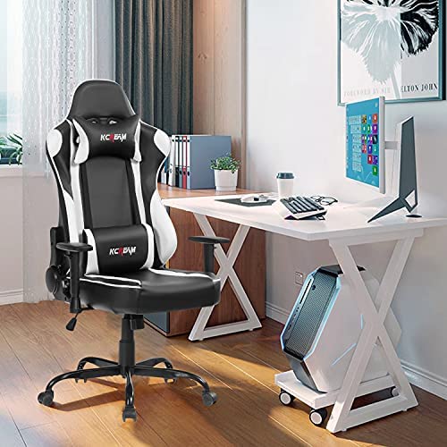 KCREAM Gaming Stuhl Buro-Computerstuhl Einstellbarer Neigungswinkel PC Stuhl Professioneller Gaming Sessel (White) von KCREAM