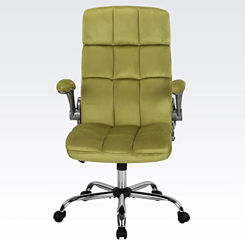 KCREAM Ergonomischer Bürostuhl Grau Stoff Stuhl mit Aufklappbaren Armlehnen Schreibtischstuhl Höhenverstellbarer 360° Drehstuhl mit Verstellbarer Rückenlehne (9327-GREEN) von KCREAM