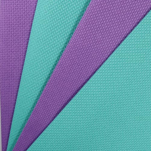 KCS 4 Stück 30 x 45 cm 14 CT Baumwolle Aida-Stoff Kreuzstichstoff (Lavendel + Meergrün) von KCS