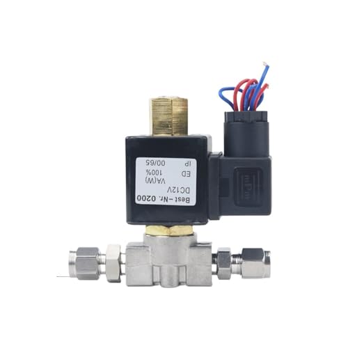 1/4 "Schließer Edelstahl SS 304 2-Wege-Magnetventil DN8 for Luft Gas Rohr Fitting AC220V/110V DC12V/24V(With FC6mm,AC220V) von KCTRELTQS