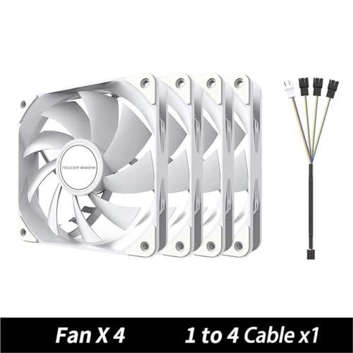 KCTRELTQS 1 stück B12025 4PIN PWM 12 cm Lüfter 1800 RPM Computerkühlung Silent Lüfter 120 mm PC-Gehäuselüfter(4PCS Fan White_NO RGB) von KCTRELTQS
