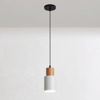 Kcvv - Mini-Nachttisch-Pendelleuchte, Pendelleuchte aus Holz mit zylindrischem Schirm, Hängelampen mit langen Metallrohren, E27-Leuchte - Weiß Kcvv - Mini-Nachttisch-Pendelleuchte, Pendelleuchte aus Holz mit zylindrischem Schirm, Hängelampen mit langen Metallrohren, E27-Leuchte - Weiß von KCVV