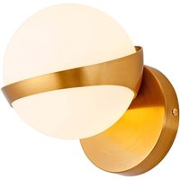 Nachttisch-Wandleuchte, goldene Metall-Wandleuchte mit weißem Glaskugelschirm, dekorative Flurbeleuchtung Wandleuchten von KCVV