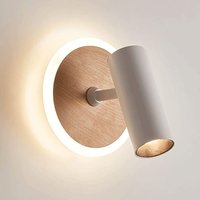 Wandleuchte in Holzoptik, Leselampe am Bett, Einzelkopf-Wandleuchter für den Innenbereich mit 350°+90°-Einstellfunktion von KCVV