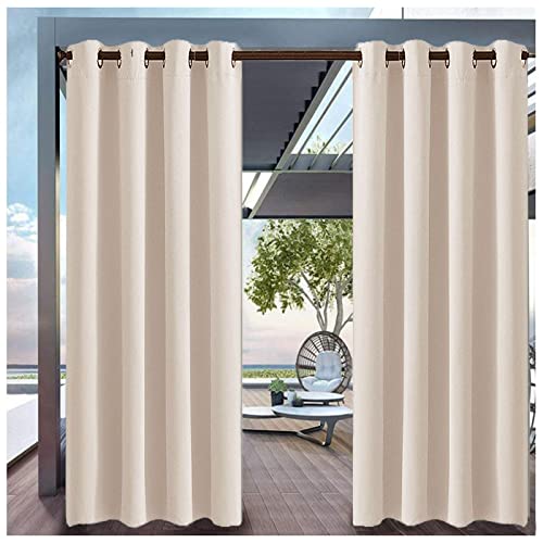 KCYXSMAX Outdoor Vorhang Wasserdicht mit Ösen Sichtschutz Sonnenschutz Outdoor Vorhänge 1 Stücke B213*H184cm Blickdicht Outdoor Gardine für Balkon Terrasse Veranda Pergola Gartenlaube von KCYXSMAX