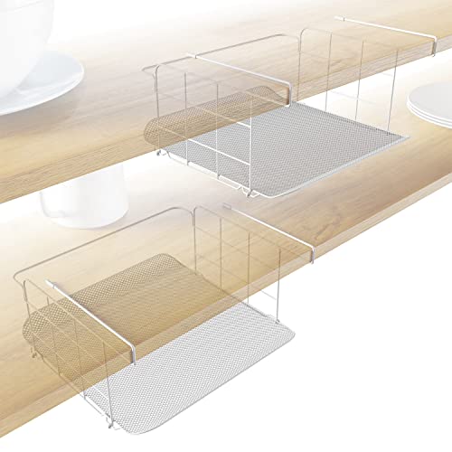 KD Essentials 2× Unterregal und Aufbewahrungskorb, Mesh-Design – Allround-Organizer & praktischer Hängekorb für Küche/Vorrats-Schrank/Büro (hygienisch zu reinigen) aus weißem Metall für Regalböden von KD Essentials