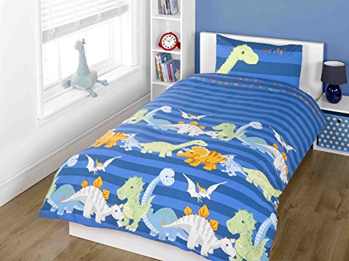 Dinosaur Kinder/Jungen Bettwäsche-Set (Einzelbett) (Blau) von KD