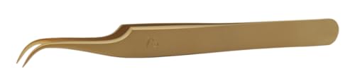 Dumont Uhrmacherpinzette aus mattem Messing, 7S-Form, hochglanzpolierte Spitzen, 100 % antimagnetisch, blendfrei, perfekt für Arbeiten mit Lupe von KD89