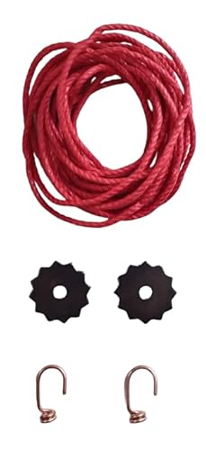 KD89 Komplettes Sortiment zur Renovierung von Comtoise Seil – Seil 4,20 m Rot, zwei Haken und Unterlegscheiben mit Sternanschlag, verstärkt – hergestellt in Le Jura von KD89