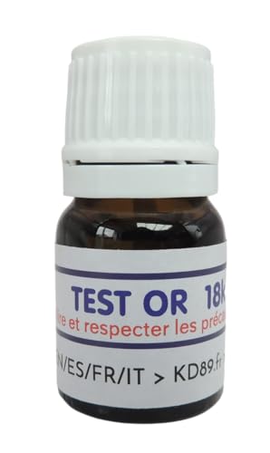 KD89 Test-Reaktiv/Lösung zum Testen von Gold, Silber oder Platin – mit mehrsprachiger Anleitung – Expertise für Schmuck, Münzen, Barren – 2,5 ml (18 K) von KD89