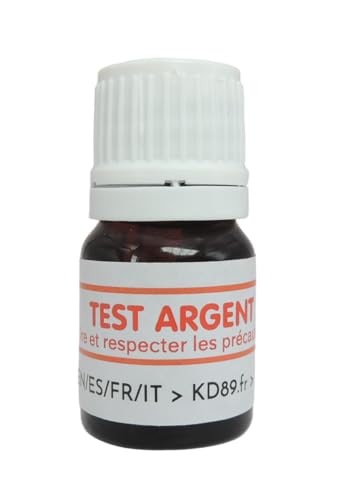 KD89 Test-Reaktiv/Lösung zum Testen von Gold, Silber oder Platin – mit mehrsprachiger Anleitung – Expertise für Schmuck, Münzen, Barren – 2,5 ml (Silber) von KD89