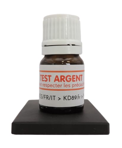 KD89 Test-Reaktiv/Silber-Testlösung – mit natürlichem Prüfstein und mehrsprachiger Anleitung – Spatel – Expertise für Schmuck, Münzen, Barren – 2,5 ml, KIT1A von KD89