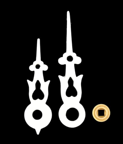 KD89 Zeiger aus weißem Kunststoff, hochwertige Verarbeitung, für Kuckucksuhr, verschiedene Größen erhältlich – mit Zentralmutter aus Messing (32/43) von KD89
