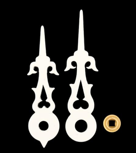 KD89 Zeiger aus weißem Kunststoff, hochwertige Verarbeitung, für Kuckucksuhr, verschiedene Größen erhältlich – mit Zentralmutter aus Messing (42/49) von KD89