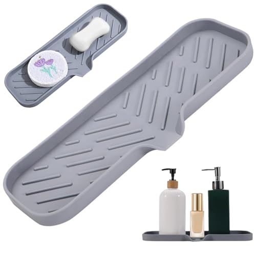 Badezimmerseife Tablett 11.8x4.7x0.7 Flexible Nicht-Schlupf-Silikon-Schwammhalter Selbstentleer Küchenspüle Caddy Creative Drain Matte Seifenhalter für Badezimmer Küchentheke Badezimmerseife Tablett 11.8x4.7x0.7 Flexible Nicht-Schlupf-Silikon-Schwammhalter Selbstentleer Küchenspüle Caddy Creative Drain Matte Seifenhalter für Badezimmer Küchentheke von KDAMGOQE
