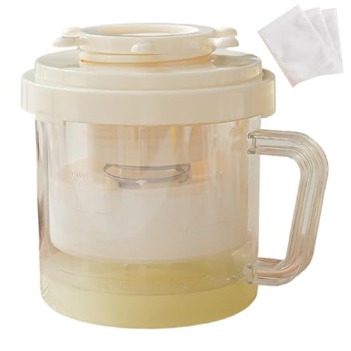 Joghurtsieb, BPA-freies Käsesieb mit 3 feinem Maschenbeutel und lecksicherem Deckel, abnehmbare Nussmilch-Hersteller mit Griff zum Herstellen dicker griechischer Joghurt-Sojabohnenmilch mit Deckel von KDAMGOQE