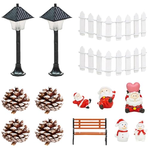 KDAMGOQE 14pcs/Set Christmas Village Sets süße Weihnachtsmann -Weihnachtsfiguren mit Bank Street Lampenzaun Tangecone Traumartige Landschaft für Innenministerium für Heimbürogeschäft KDAMGOQE 14pcs/Set Christmas Village Sets süße Weihnachtsmann -Weihnachtsfiguren mit Bank Street Lampenzaun Tangecone Traumartige Landschaft für Innenministerium für Heimbürogeschäft von KDAMGOQE