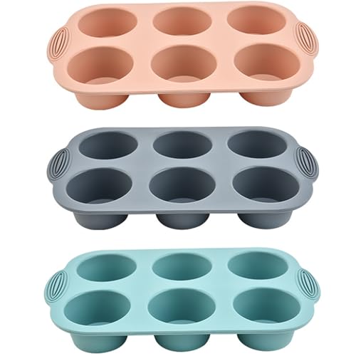 KDAMGOQE 3pcs Silikon Muffin Pfanne 6 Hohlraum 2.7 Lebensmittelqualität Silikon Cupcake Pan Nicht -Stick ＆ Hitzebeständige Cupcake -Formen Backware für das Herstellen, Brot von KDAMGOQE
