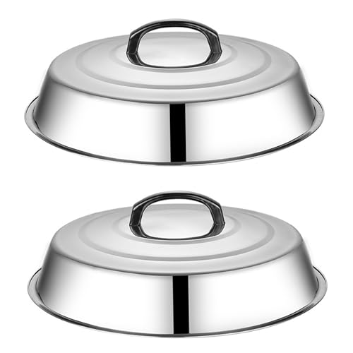 KDAMGOQE Abdeckhaube für Grillplatte, 2-teilig, Abdeckhaube, 32,8 cm (12,6 Zoll), erhöhte Kuppelabdeckung für Grillplatte mit hitzebeständigem Griff, Grillzubehör mit Flacher Oberseite von KDAMGOQE