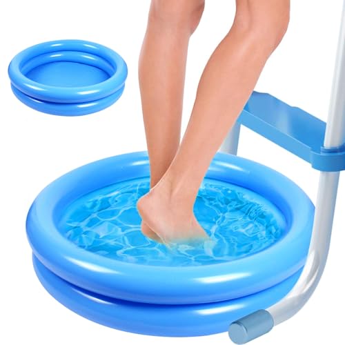 KDAMGOQE Fußbad für Pooleingang, Pool Fußbad 23.6 x 23, 6 x 4, 7 in runden tragbaren Einweichen aufblasbar für oberirdische Poolblau Beach Spa Basin Pools Accessoires von KDAMGOQE