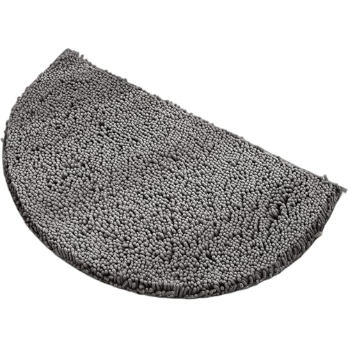 KDAMGOQE Halbe runde Badematte, 16x24 Nicht-rutsches Chenille Kleiner Badezimmerteppich, absorbierende, schnell trocknende weiche Waschmatte für Bad, Dusche, Schlafzimmer oder Tür von KDAMGOQE