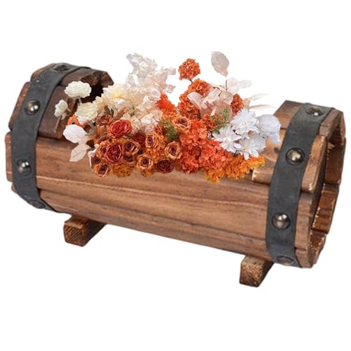 KDAMGOQE Halbfasspflanzer, rustikaler Vintage -Holzpflanzer mit Metallbändern, erhöht KDAMGOQE Halbfasspflanzer, rustikaler Vintage -Holzpflanzer mit Metallbändern, erhöht von KDAMGOQE