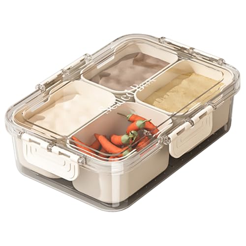 KDAMGOQE Snackbox-Behälter 4 Fach Snack Box Container mit Deckel & Sperre transparent feuchtigkeitsdichtes Gemüse Tablett Food Grade Haustier + PP Salatbar für Küche KDAMGOQE Snackbox-Behälter 4 Fach Snack Box Container mit Deckel & Sperre transparent feuchtigkeitsdichtes Gemüse Tablett Food Grade Haustier + PP Salatbar für Küche von KDAMGOQE