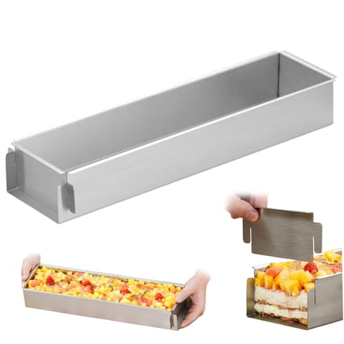 KDAMGOQE Tiramisu Pan 11.8x3.9x2, 4 Zoll Easy Release Edelstahl Rechteckkuchenpfanne mit abnehmbarer Kante für einfache Abgabe und Verkauf von KDAMGOQE
