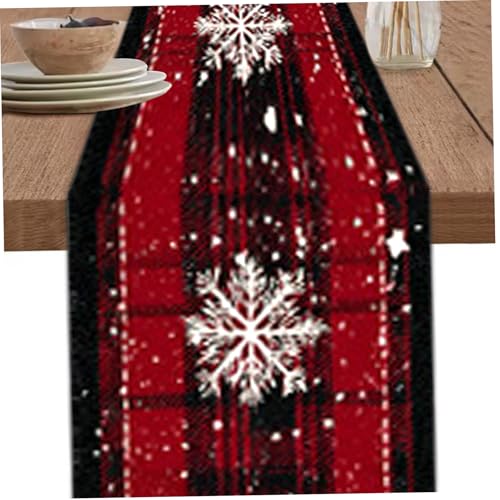 KDAMGOQE Weihnachtstisch Runner 72 x 13 Zoll Schneeflockenplaid Weihnachts Tischdekorationen Waschbarer Dekorations -Tischläufer für Heimküche Esszimmer KDAMGOQE Weihnachtstisch Runner 72 x 13 Zoll Schneeflockenplaid Weihnachts Tischdekorationen Waschbarer Dekorations -Tischläufer für Heimküche Esszimmer von KDAMGOQE