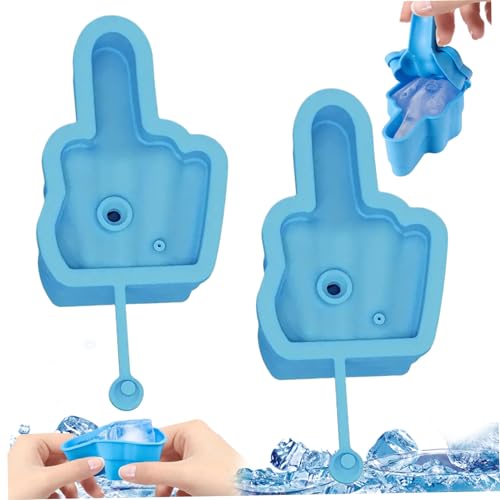 KDAMGOQE Wiederverwendbare Eiswürfel 2pcs Silikon-Eiswürfel-Formen 2,4 x 3,5 x 2 Zoll Mittelfinger Wiederverwendbare Eiswürfel Easy Release-Leckdosen für Whisky, Cocktails, Kaffee, Geschenke von KDAMGOQE