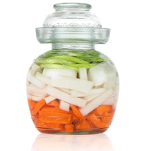 Kimchi -Behälter, Gurkenbehälter 1, 5 l Lebensmittelqualität Fermentation Jar Traditionelle Kimchi -Behälter mit Schüsselkappe transparent von KDAMGOQE