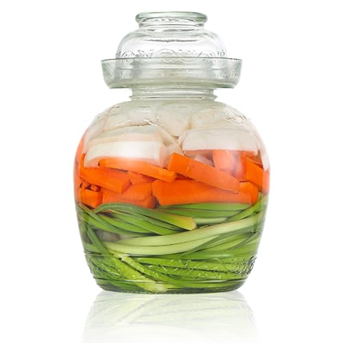 Kimchi -Behälter, Gurkenbehälter 2, 5 l Fermentation Jar Traditionelle Kimchi -Behälter mit Schüsselkappe transparentes Glas mit Deckelfermentations -Kit zum Wickeln Sauerkraut von KDAMGOQE