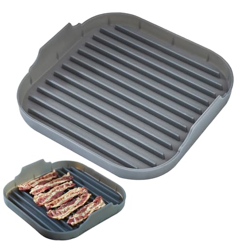 Mikrowellen-Speckkocher Speckkocher für Mikrowellenofen-Lebensmittel-Silikon-Mikrowellen-Speck-Tablett Nicht-Stick-Speckschale mit Grooves Spülmaschine Safer Easy Maker 9,8x9.8x2 Zoll Schwarz von KDAMGOQE