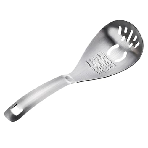 Slotted Spoon Edelstahl Mehrzweckverdickter Schleiflöffel Metall Spatel Knoblauchfahrer mit hängendes Haken für Heimküchen -Gadget von KDAMGOQE
