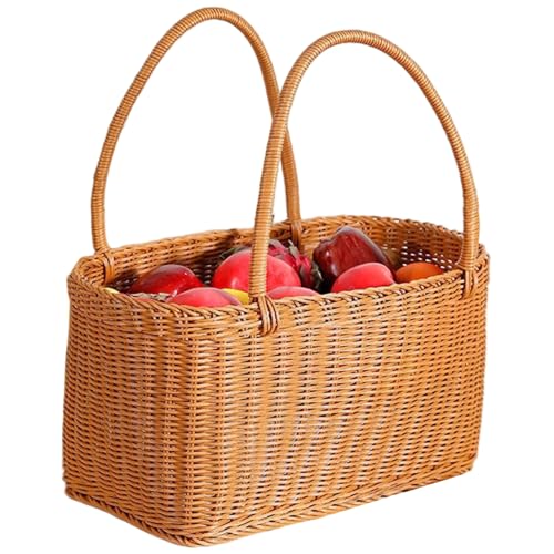 Weidenpicknickkorb, 14x7x8 Zoll gewebtes natürliches Haushalts Picknickkorb mit Griff, Fruchtkorb Blumenarrangement Box für Campinghochzeit, von KDAMGOQE