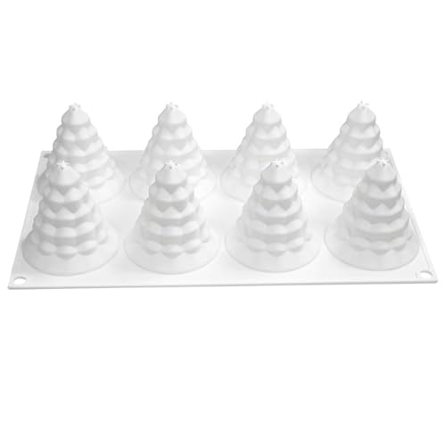 Weihnachts-Silikonformen 8 Hohlraum 3d Weihnachtsbaum-Silikonform leicht zu formen & demold und sauber für Seife, Kerzen, Kuchen, Gelee, Süßigkeiten, Style-1 von KDAMGOQE